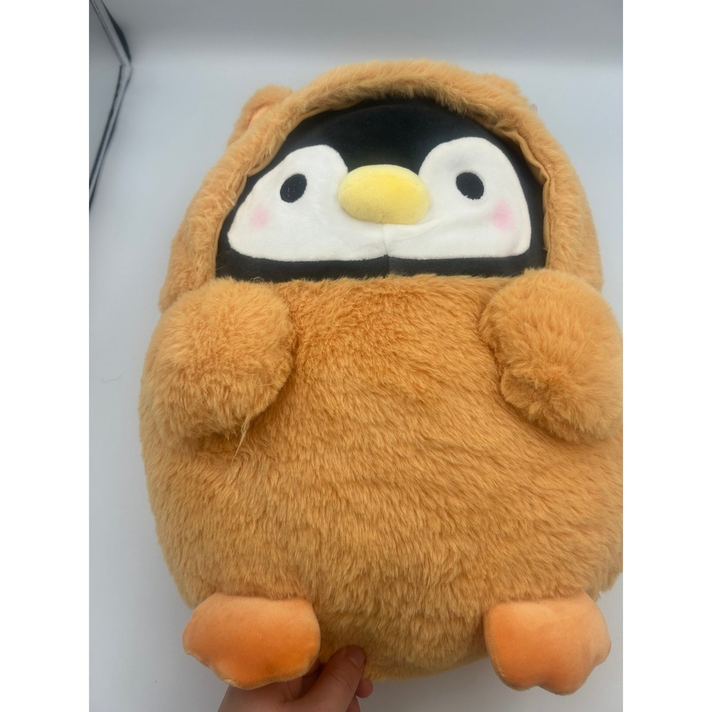 Takashoji Penguin Plush in orange cat kigurumi costume